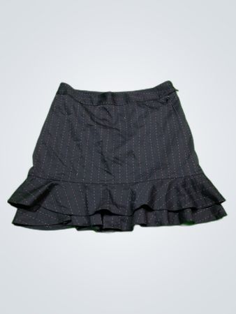 Express Black Pinstripe Ruffled Mini Skirt