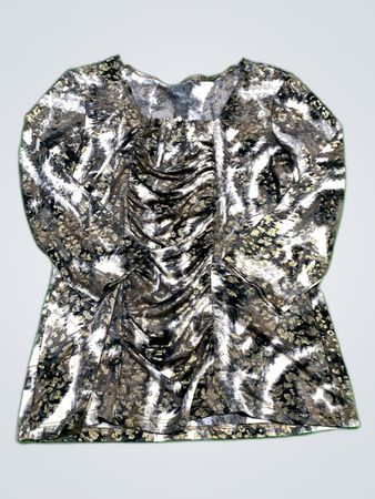 Metallic Printed Long Sleeve Blouse