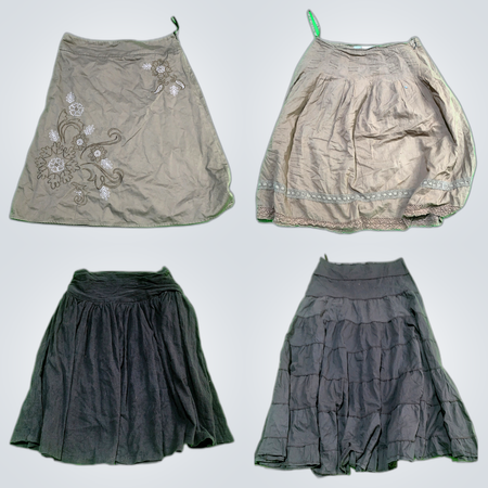 Ruffled Embroidered Mini Skirts