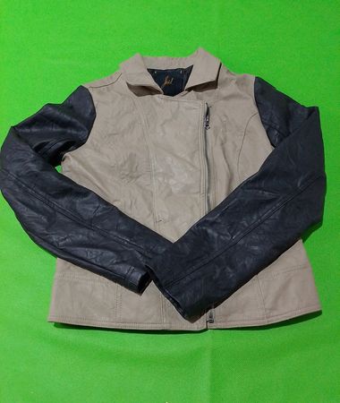 Tan and Black Leather Jacket