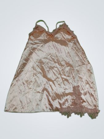 Pink Satin Chemise with Lace Trim