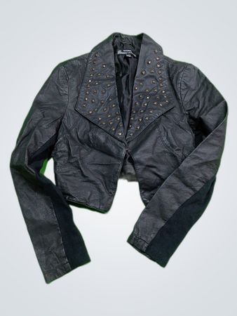 Black Leather Jacket with Studs