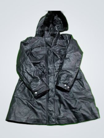 BGSD Black Leather Hooded Jacket