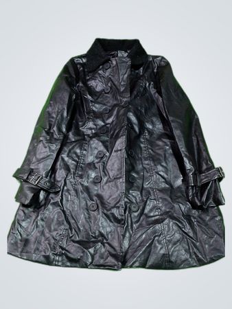 Black Faux Fur Collar Trench Coat