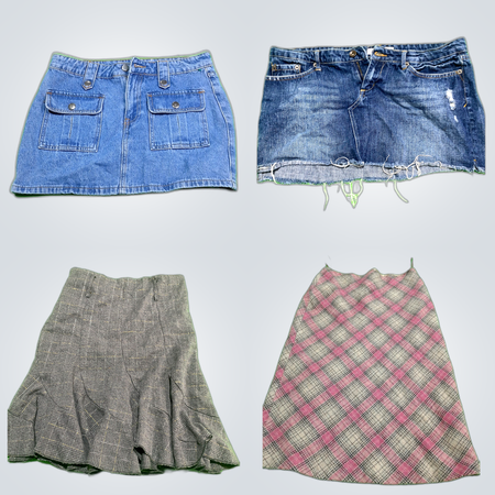 Denim and Plaid Skirts