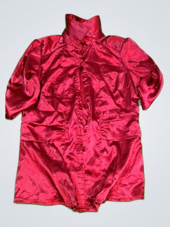 Dynamite Satin Button-Up Blouse