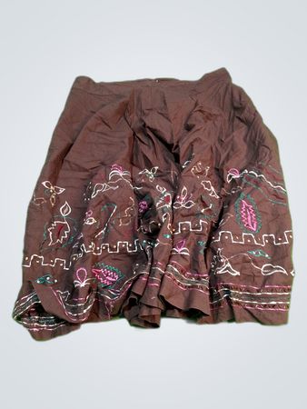 SUZYY Brown Embroidered Maxi Skirt