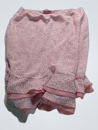 Bon Marché Pink Leaf Print Ruffle Mini Skirt