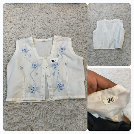 White Floral Embroidered Vest