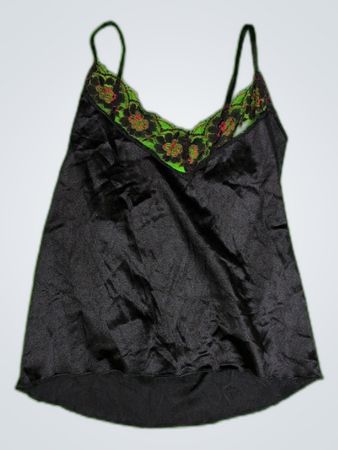 Black Camisole with Floral Lace Trim