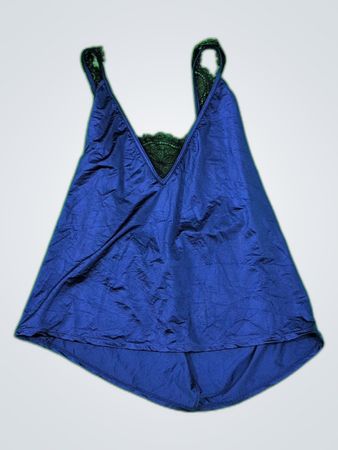 Navy Satin Lace Trim Camisole