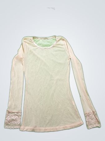 Long Sleeve Sheer Top with Lace Cuffs
