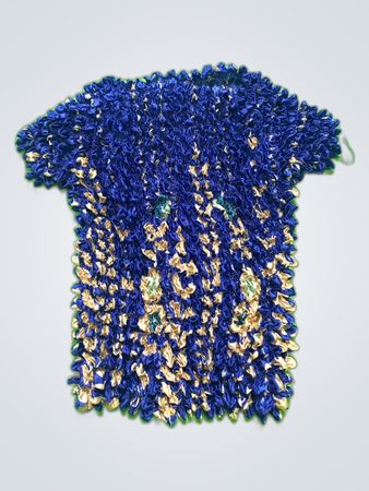 Blue and Gold Ruffled T-Shirt