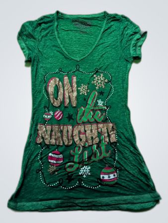 Rocker Girl Green Christmas T-Shirt