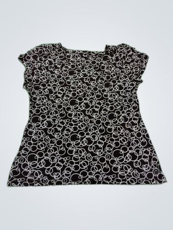 Blouse with White Circles on Black Background