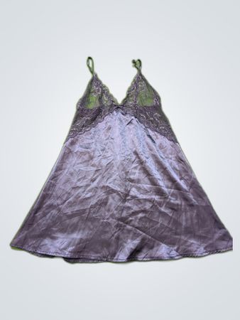 Unbranded Lilac Lace Trim Satin Slip Dress