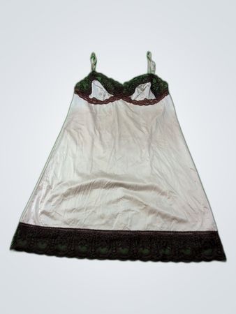 White Chemise with Black Lace Trim