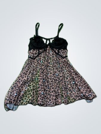 Leopard Print Lace Babydoll Lingerie