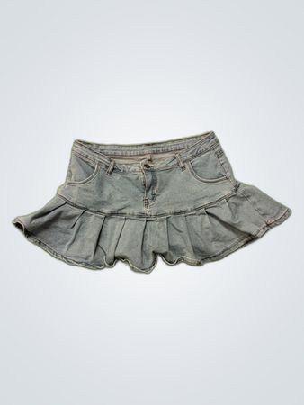 Light Blue Denim Ruffled Skirt