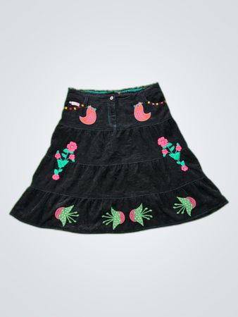 Black Floral Embroidered Skirt