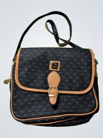 Yuqing Black and Tan Crossbody Bag