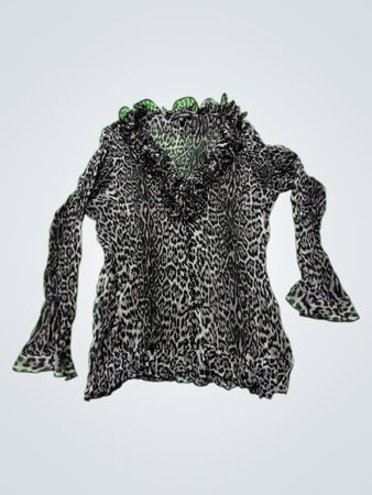 Liz Jordan Leopard Print Ruffled Blouse