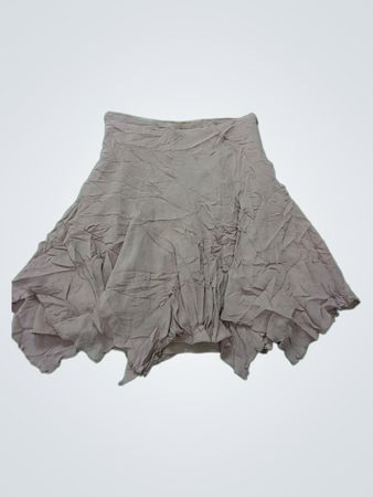 Tape Measure Beige Ruffled Mini Skirt