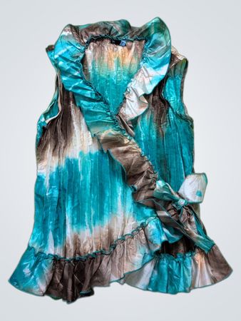Piano Tie-Dye Ruffle Sleeveless Top