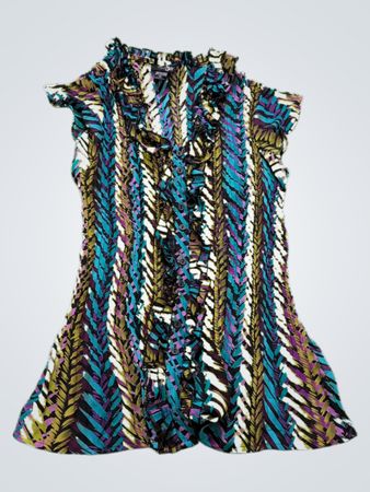 east5th Women's Large Multicolor Ruffled Blouse