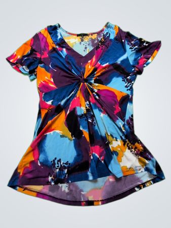 Multicolored Tie-Dye Short Sleeve Top