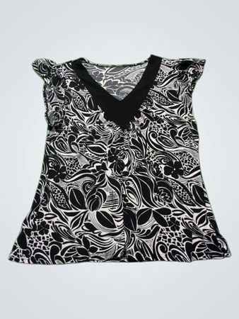 Black and White Floral Blouse