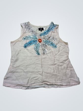 White Embellished Tank Top