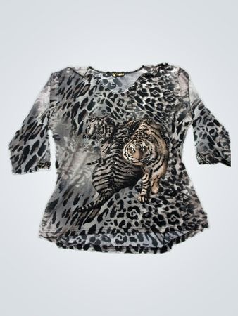 Valentina Gray Animal Print Top