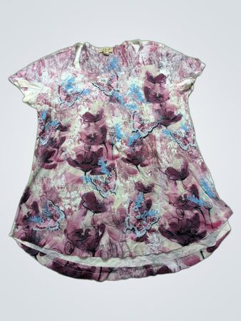 One World Floral Print Short Sleeve Top