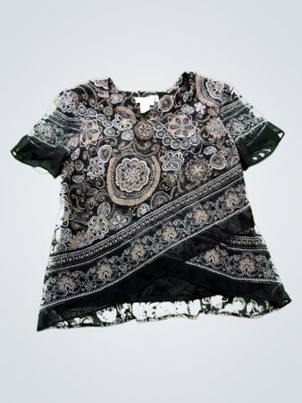 Coldwater Creek Black and White Paisley Blouse