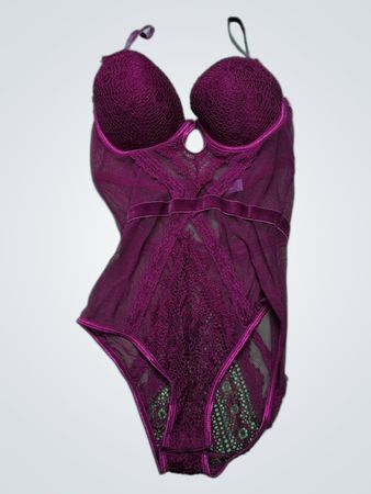 Daisy Fuentes Purple Lace Bodysuit