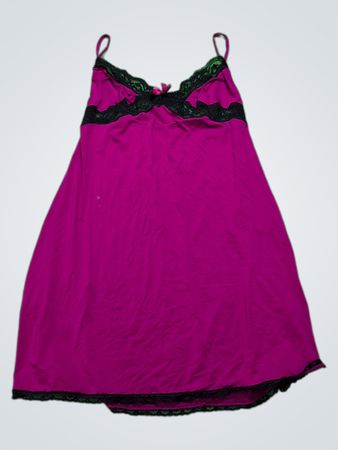 Pink Chemise with Black Lace Trim