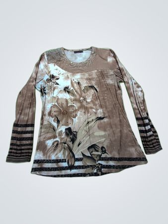 Brown Floral Long Sleeve Top
