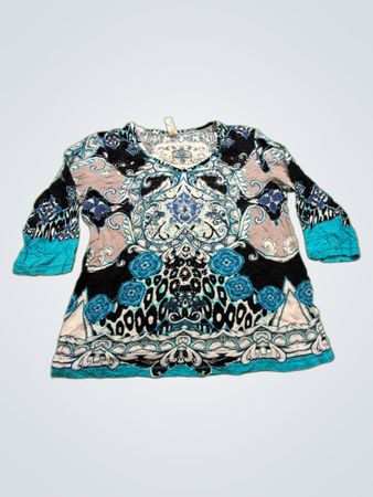 Blouse with Blue and Black Pattern
