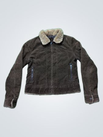 Brown Corduroy Jacket with Shearling Collar