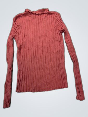Red Long-Sleeve Ribbed Sweater