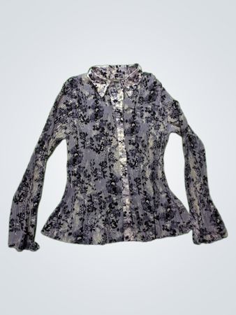 Gray and Black Floral Blouse