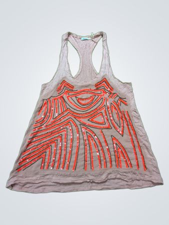 Kimchi Blue Gray Tank Top with Red Design