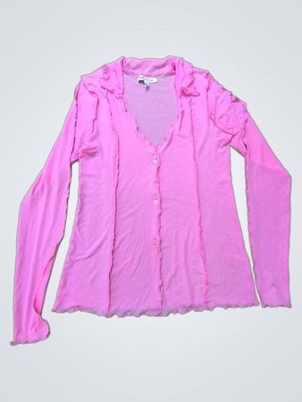 Urban Outfitters Pink Ruffled Long Sleeve Blouse