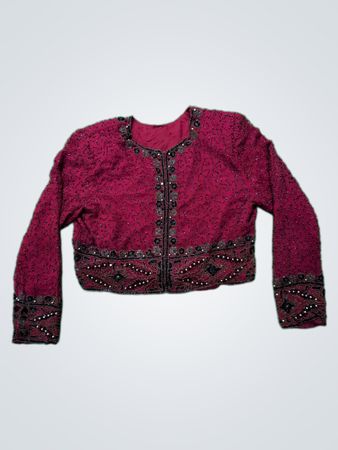 Embellished Red Long-Sleeve Top