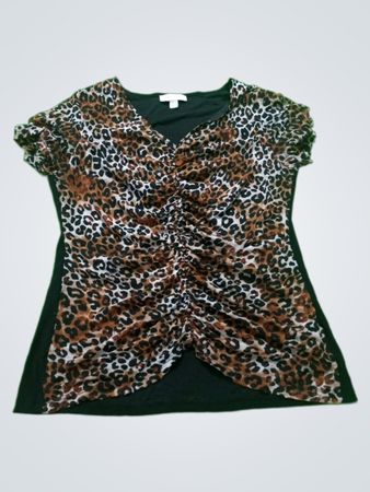 Nine West Leopard Print Ruched Top