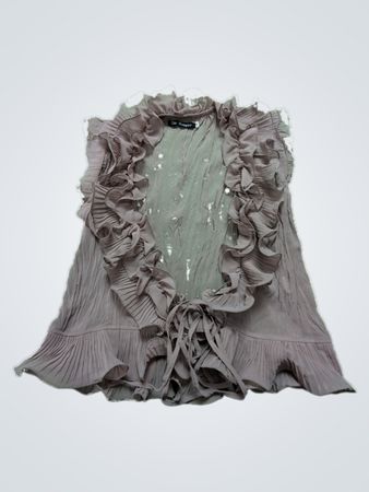 Gray Ruffled Top