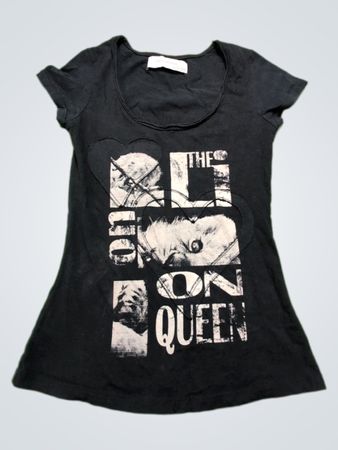 Zara Black Graphic Scoop Neck T-Shirt