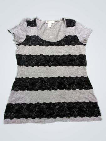 Gray and Black Striped T-Shirt
