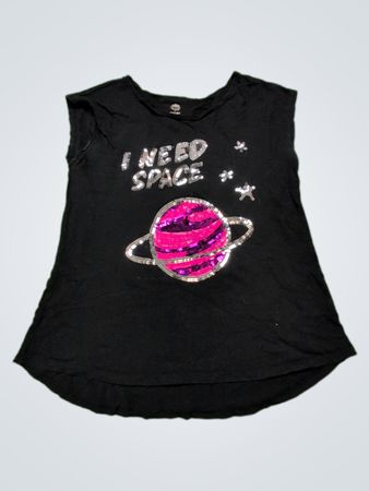 Total Girl Black I Need Space Sequin Tank Top XL
